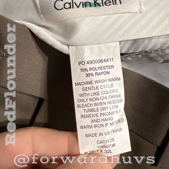 38” x 32” Light Brown Flat Front Calvin Klein Pants NWT - Picture 8 of 9